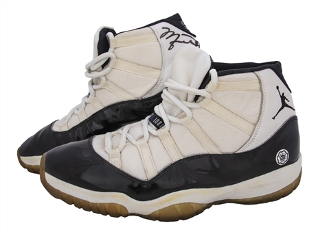 1996 Michael Jordan Game Used & Signed Concord Jordan 11 Sneakers Worn on January 13, 1996 Against Philadelphia 76ers - 48 Pts Scored (MEARS, Howard Eskin LOA & Beckett)